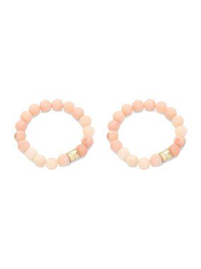 Matching Peach Aventurine Beaded Bracelets 8mm - Mommy and Me, Best Friend Set